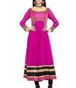 Pink Embroidered Georgette Party Wear Kurti