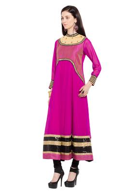 Pink Embroidered Georgette Party Wear Kurti 2