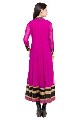 Pink Embroidered Georgette Party Wear Kurti 4