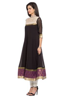 Black Embroidered Georgette Party Wear Kurti 2