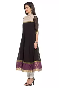 Black Embroidered Georgette Party Wear Kurti