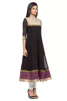 Black Embroidered Georgette Party Wear Kurti