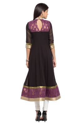 Black Embroidered Georgette Party Wear Kurti 4