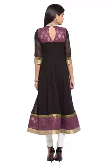 Black Embroidered Georgette Party Wear Kurti