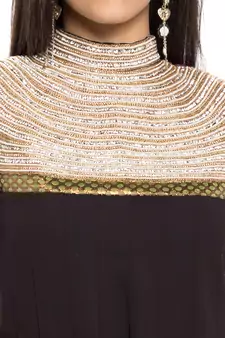 Black Embroidered Georgette Party Wear Kurti