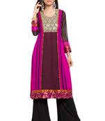Pink Embroidered Georgette Party Wear Kurti