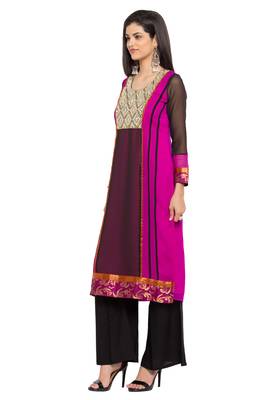 Pink Embroidered Georgette Party Wear Kurti 3