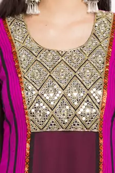 Pink Embroidered Georgette Party Wear Kurti