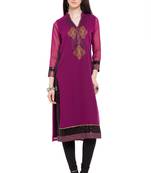 Purple Embroidered Georgette Party Wear Kurti
