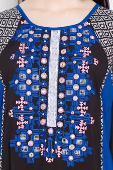 Black Embroidered Cotton Party Wear Kurti