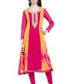 Pink Embroidered Georgette Party Wear Kurti