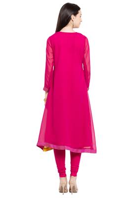 Pink Embroidered Georgette Party Wear Kurti 4