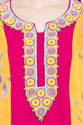 Pink Embroidered Georgette Party Wear Kurti 5