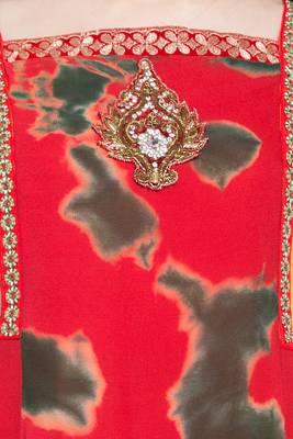 Red Embroidered Georgette Party Wear Kurti 5