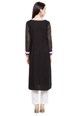 Black Embroidered Cotton Party Wear Kurti 4