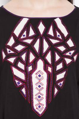 Black Embroidered Cotton Party Wear Kurti 5