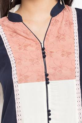 White Printed Cotton Party Wear Kurti 5