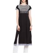 Black Embroidered Cotton Party Wear Kurti