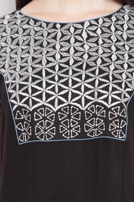 Black Embroidered Cotton Party Wear Kurti 5