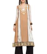 Brown Embroidered Georgette Party Wear Kurti