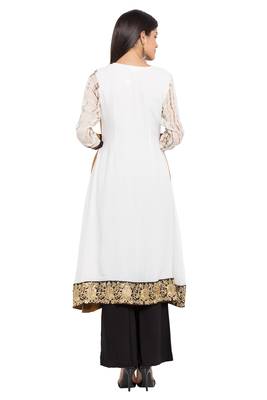 Brown Embroidered Georgette Party Wear Kurti 4