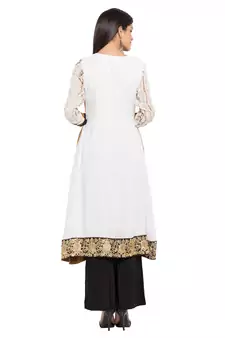 Brown Embroidered Georgette Party Wear Kurti