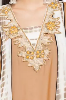 Brown Embroidered Georgette Party Wear Kurti