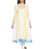 White Embroidered Georgette Party Wear Kurti