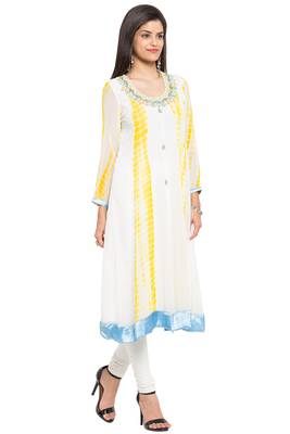 White Embroidered Georgette Party Wear Kurti 2