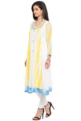 White Embroidered Georgette Party Wear Kurti 3
