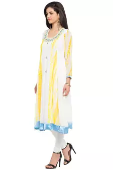 White Embroidered Georgette Party Wear Kurti