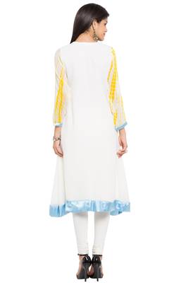 White Embroidered Georgette Party Wear Kurti 4