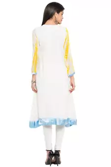White Embroidered Georgette Party Wear Kurti