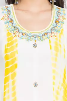 White Embroidered Georgette Party Wear Kurti