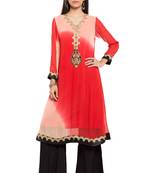 Red Embroidered Georgette Party Wear Kurti