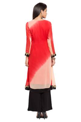 Red Embroidered Georgette Party Wear Kurti 4