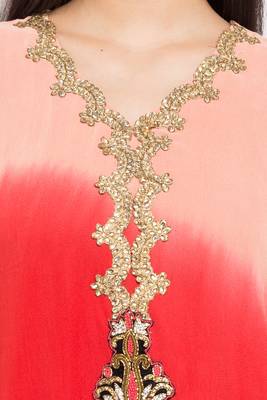 Red Embroidered Georgette Party Wear Kurti 5
