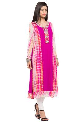 Pink Embroidered Georgette Party Wear Kurti 2
