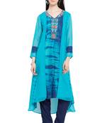 Blue Embroidered Georgette Party Wear Kurti