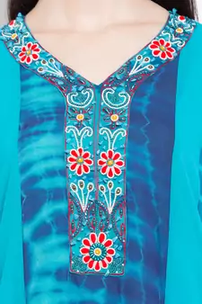 Blue Embroidered Georgette Party Wear Kurti