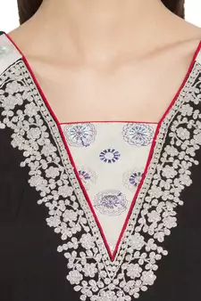 Black Embroidered Georgette Party Wear Kurti