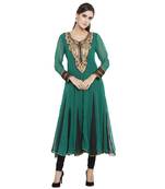 Green Embroidered Georgette Party Wear Kurti