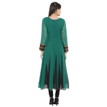 Green Embroidered Georgette Party Wear Kurti 4
