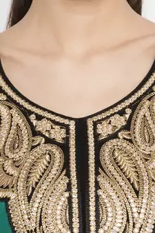 Green Embroidered Georgette Party Wear Kurti