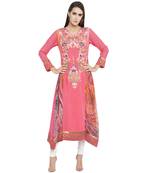 Pink Embroidered Georgette Party Wear Kurti