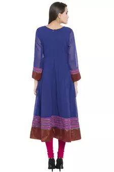 Blue Embroidered Georgette Party Wear Kurti