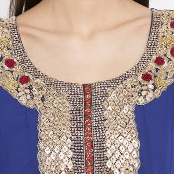 Blue Embroidered Georgette Party Wear Kurti 5