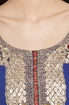 Blue Embroidered Georgette Party Wear Kurti