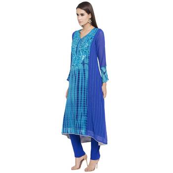Pink Embroidered Georgette Party Wear Kurti 2