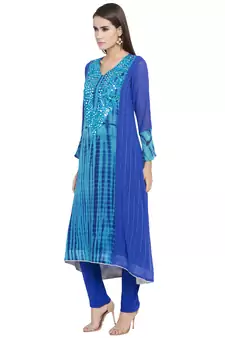 Pink Embroidered Georgette Party Wear Kurti